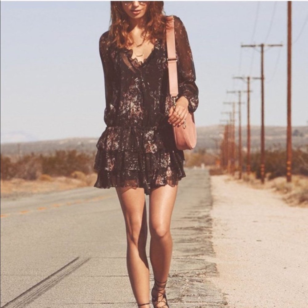 Elizabeth and James Silk Chiffon V Neck Dress
